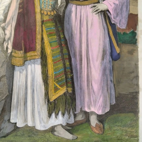 Greek women of Thessaly used hand-colored woodcut 1860