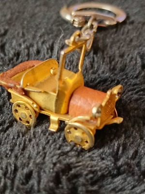 Vintage Fiat 1899 Miniature Keychain with Leather and Rhinestones