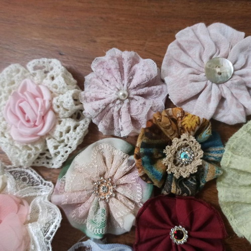 Handmade fabric flowers new, pack of 12 pieces
