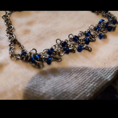 Anklet used, blue bead detail