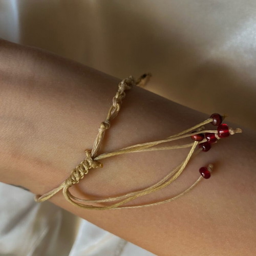 Macrame handmade bracelet like new, beige and blue
