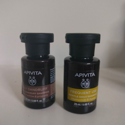 Mini Apivita shampoo 20ml new, pack of 2 with anti-dandruff and frequent use