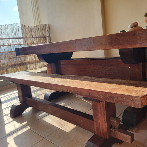 Monastic table with 2 benches like new