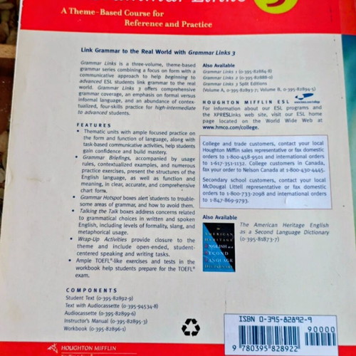 Grammar Links book used, English