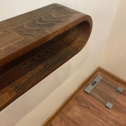 Floating Wall Shelf curved bent design handmade from solid beech wood