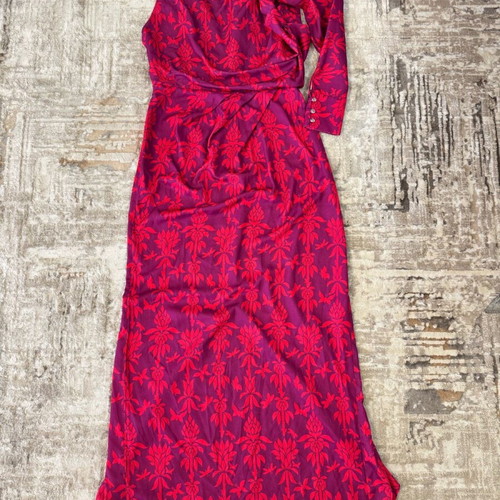 Karavan maxi dress one shoulder size S used, satin pink purple
