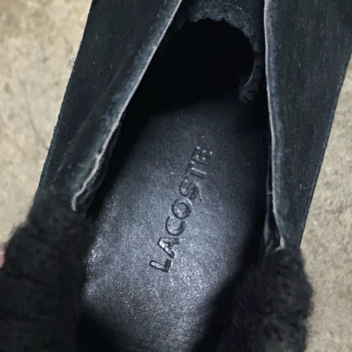 Lacoste black suede ankle boots used, size 38, with platform