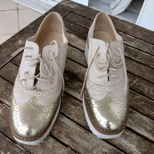 Nine West women's oxfords shoes beige - gold used, size 37