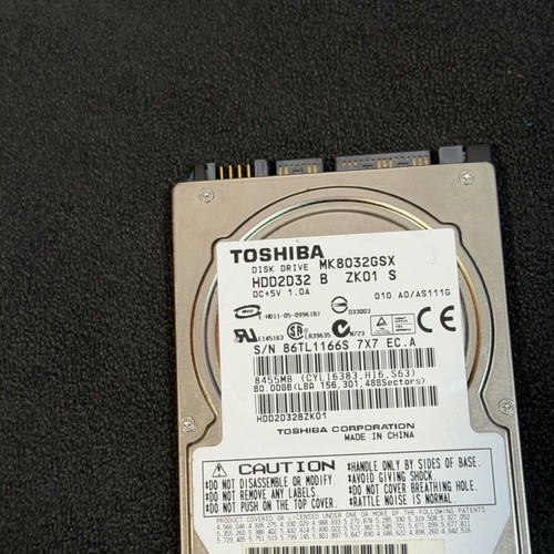 Toshiba 80Gb hard drive used for 2.5-inch laptop