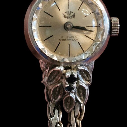 Vintage Anker women's watch used, solid silver 835, mechanical 17 jewels