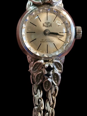 Vintage Anker women's watch used, solid silver 835, mechanical 17 jewels