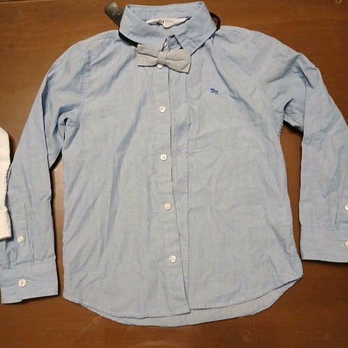 H&M dress shirts blue and white for 5-6 year old boy like new with bow tie