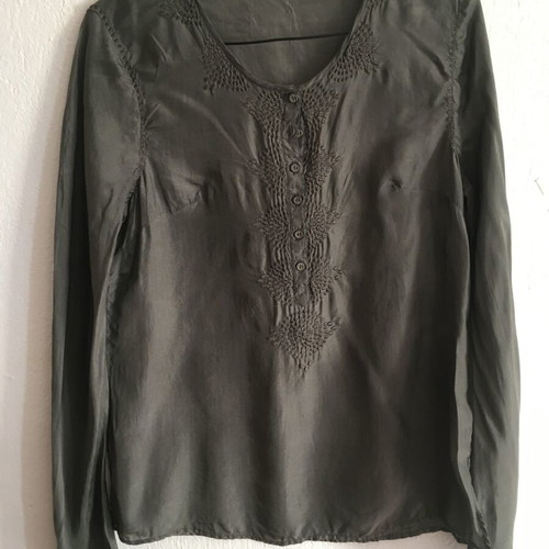 Retro 100% silk shirt, M, grey