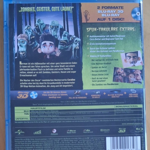 ParaNorman Blu-ray 3D and Blu-ray, like new, dubbed in Greek