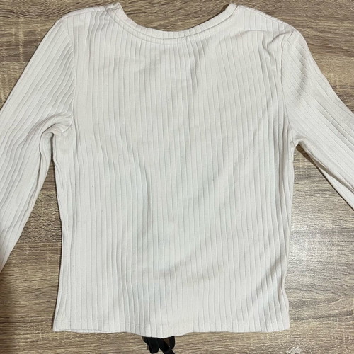 Bershka knitted top with design size M like new, white