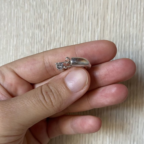 Single hoop earring 925 silver used, heavy metal, timeless