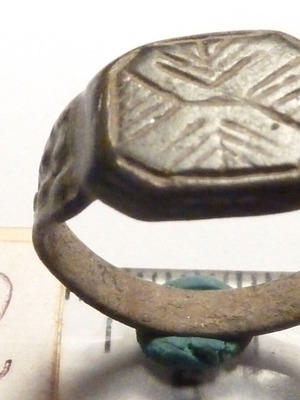 Old Revival Bronze Ring with Decoration used