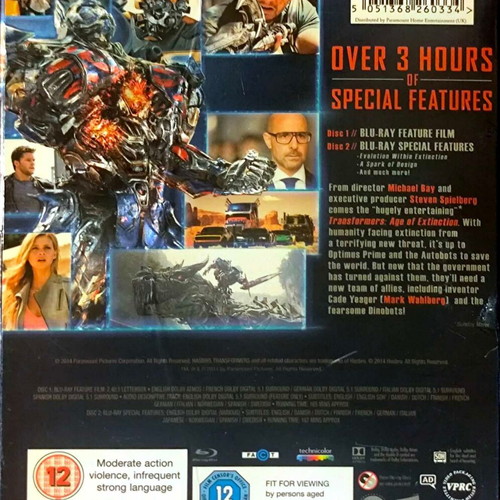 Transformers Age of Extinction Blu-Ray μεταχειρισμένο, αγγλικοί υπότιτλοι, διπλός δίσκος