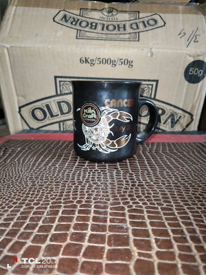 Zodiac mug new, black with gold Cancer design