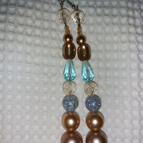 Handmade dangling earrings new in beige and turquoise shades