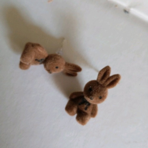 Bunny earrings new, brown and silver