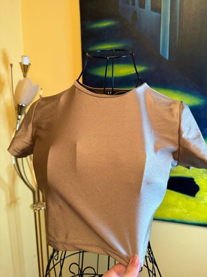 Luigi Short Crop Top Like New Metallic Champagne Shade