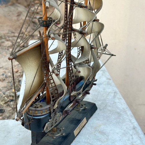 Wooden Constitution sailing ship decoration used with canvas sails