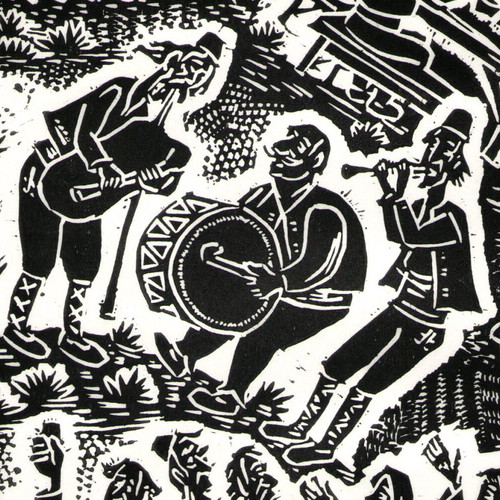 Handmade linocut Trifon Zarezan new, A4 size