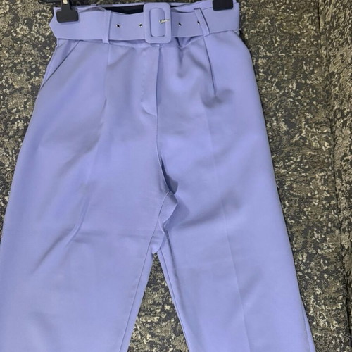 Lilac high-waisted pants like new with belt size M/L