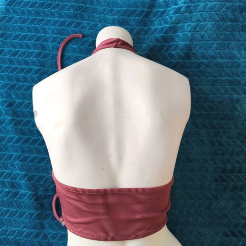 Ribbed versatile top like new, backless, size M, pink Shein