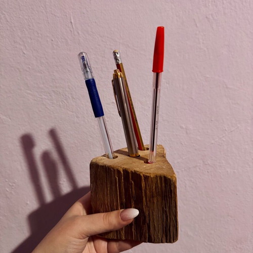 Wooden handmade pencil holder new