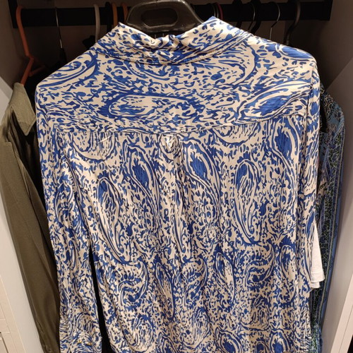 Zara printed satin-look shirt new, beige and blue