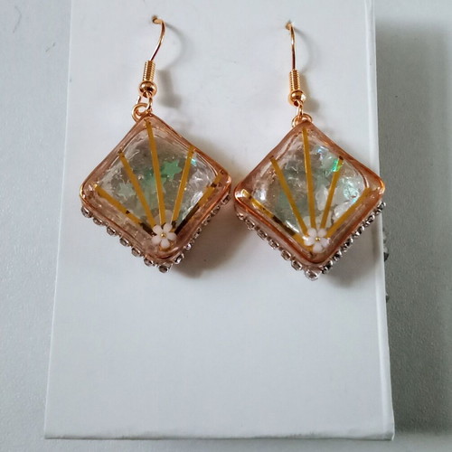 Handmade gold-colored earrings new with steel hooks