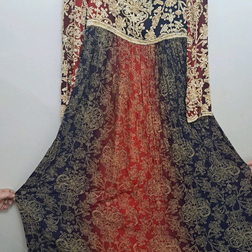 Handmade embroidered dress used, blue, size L