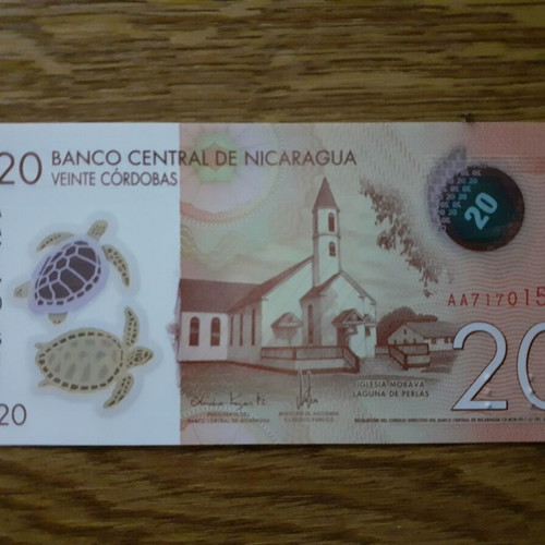 Nicaragua 20 Cordobas 2022 polymer banknote new