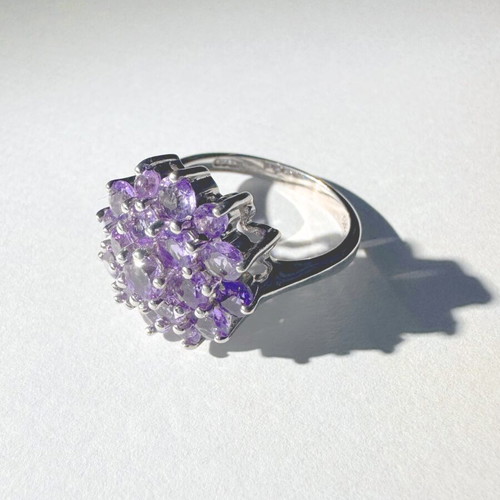 Ken Craft Sterling Silver Amethyst Cluster Ring like new
