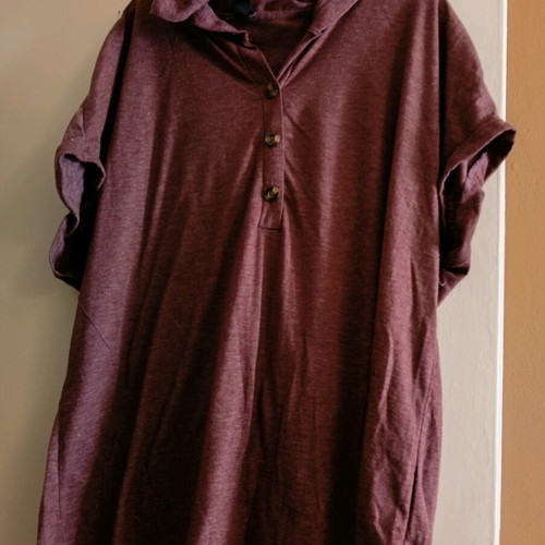Short-sleeve shirt like new, brown and red, size L