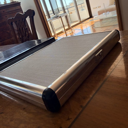 Seafarim Ionian S.A. vintage backgammon set in aluminum case