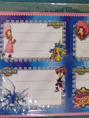 Vintage Digimon Adventure School Labels Pack of 3 Sheets