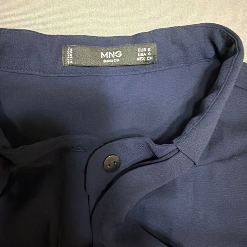 Mango short-sleeve shirt like new, navy blue with neck ribbon