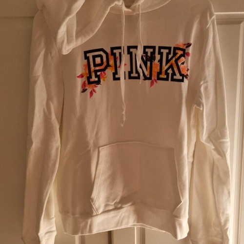Pink sweatshirt white like new with hood and pocket