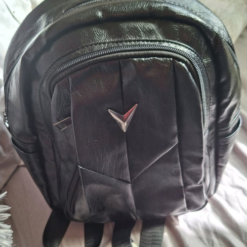 Leather women's backpack like new, black with many pockets