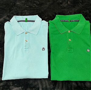 2 Polo United colours of BENETTON XXL  σιέλ και πράσινο