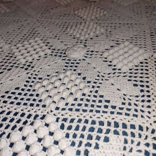 Handmade crocheted blanket used