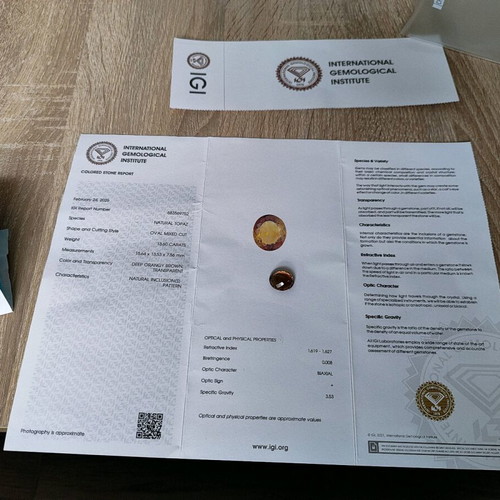Natural Topaz 13.60 ct with IGI Certification