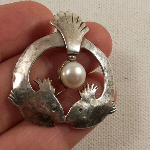 Handmade silver 925 pendant with natural pearl made to order