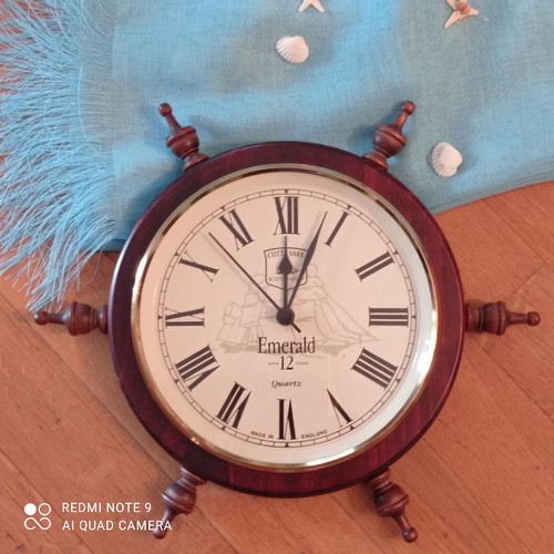 Cutty Sark clock authentic, wood with bronze, functional