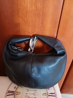 Evening leather handbag like new with strass on handle