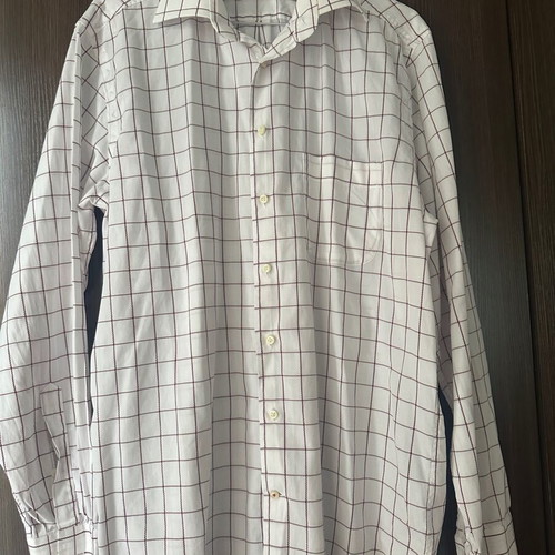 Strellson men's shirt M white with burgundy stripes like new