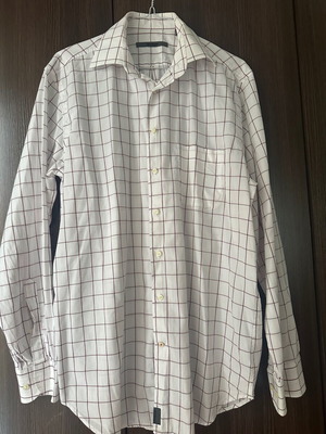 Strellson men's shirt M white with burgundy stripes like new